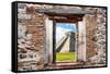 ¡Viva Mexico! Window View - El Castillo Pyramid of the Chichen Itza-Philippe Hugonnard-Framed Stretched Canvas