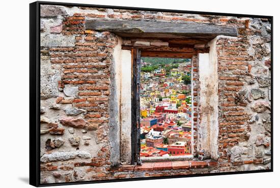 ¡Viva Mexico! Window View - Guanajuato Colorful City-Philippe Hugonnard-Framed Stretched Canvas