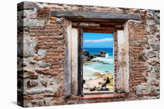 ?Viva Mexico! Window View - Isla Mujeres Coastline-Philippe Hugonnard-Stretched Canvas