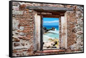 ?Viva Mexico! Window View - Isla Mujeres Coastline-Philippe Hugonnard-Framed Stretched Canvas