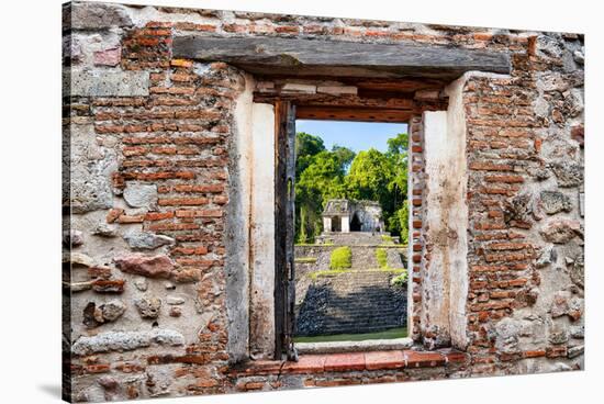 ¡Viva Mexico! Window View - Mayan Ruins in Palenque-Philippe Hugonnard-Stretched Canvas
