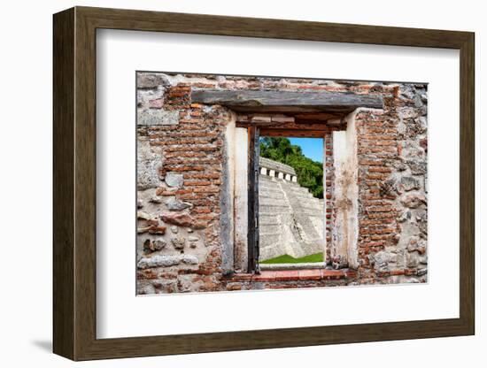 ¡Viva Mexico! Window View - Mayan Temple of Inscriptions in Palenque-Philippe Hugonnard-Framed Photographic Print