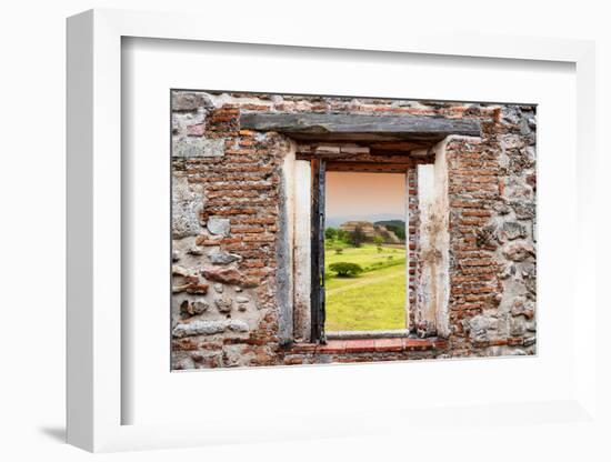 ¡Viva Mexico! Window View - Mayan Temple of Monte Alban at Sunset-Philippe Hugonnard-Framed Photographic Print