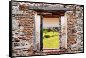 ¡Viva Mexico! Window View - Mayan Temple of Monte Alban at Sunset-Philippe Hugonnard-Framed Stretched Canvas