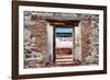 ¡Viva Mexico! Window View - Mexican Street with a red Bike-Philippe Hugonnard-Framed Photographic Print