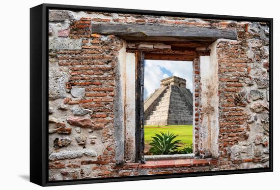 ¡Viva Mexico! Window View - Pyramid of the Chichen Itza-Philippe Hugonnard-Framed Stretched Canvas