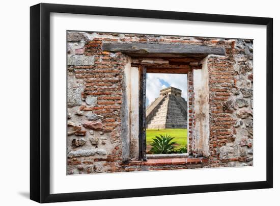 ¡Viva Mexico! Window View - Pyramid of the Chichen Itza-Philippe Hugonnard-Framed Photographic Print