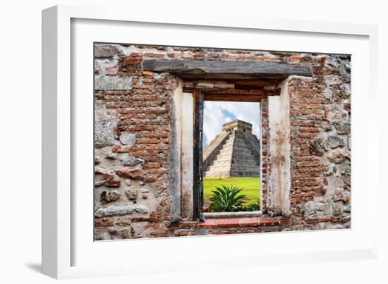 ¡Viva Mexico! Window View - Pyramid of the Chichen Itza-Philippe Hugonnard-Framed Photographic Print