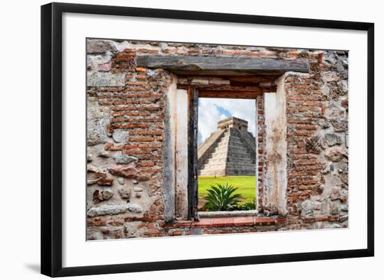 ¡Viva Mexico! Window View - Pyramid of the Chichen Itza-Philippe Hugonnard-Framed Photographic Print