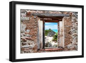 ¡Viva Mexico! Window View - Tulum Ruins along Caribbean Coastline-Philippe Hugonnard-Framed Photographic Print