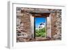 ¡Viva Mexico! Window View - White House in Isla Mujeres-Philippe Hugonnard-Framed Photographic Print