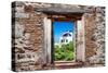 ¡Viva Mexico! Window View - White House in Isla Mujeres-Philippe Hugonnard-Stretched Canvas