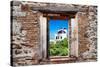 ¡Viva Mexico! Window View - White House in Isla Mujeres-Philippe Hugonnard-Stretched Canvas