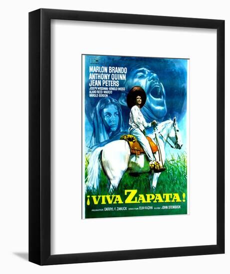 Viva Zapata!, Jean Peters, Marlon Brando, Anthony Quinn, (Spanish Poster Art), 1952-null-Framed Art Print