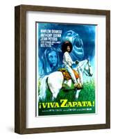 Viva Zapata!, Jean Peters, Marlon Brando, Anthony Quinn, (Spanish Poster Art), 1952-null-Framed Art Print