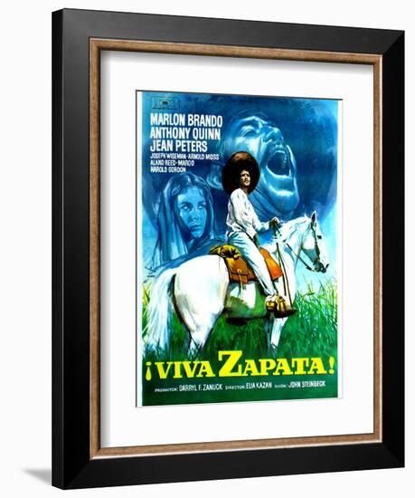 Viva Zapata!, Jean Peters, Marlon Brando, Anthony Quinn, (Spanish Poster Art), 1952-null-Framed Art Print