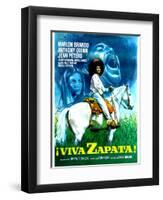 Viva Zapata!, Jean Peters, Marlon Brando, Anthony Quinn, (Spanish Poster Art), 1952-null-Framed Art Print