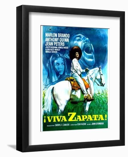 Viva Zapata!, Jean Peters, Marlon Brando, Anthony Quinn, (Spanish Poster Art), 1952-null-Framed Art Print