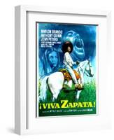 Viva Zapata!, Jean Peters, Marlon Brando, Anthony Quinn, (Spanish Poster Art), 1952-null-Framed Art Print