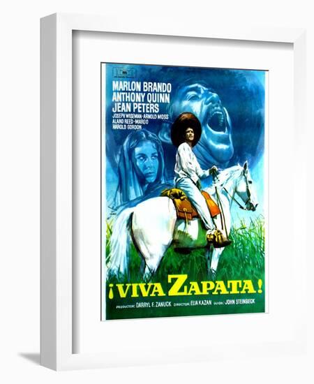 Viva Zapata!, Jean Peters, Marlon Brando, Anthony Quinn, (Spanish Poster Art), 1952-null-Framed Art Print