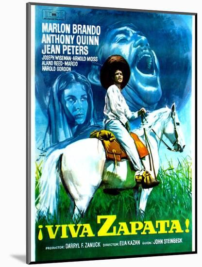 Viva Zapata!, Jean Peters, Marlon Brando, Anthony Quinn, (Spanish Poster Art), 1952-null-Mounted Art Print