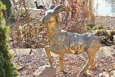 Golden Goat Statue. Chinese New Year 2015.-vivairina-Mounted Photographic Print