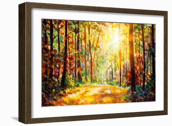 Vivid Morning in Colorful Forest-Valery Rybakow-Framed Art Print