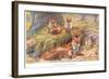 Vixen and Her Children, Illustration from 'Country Ways and Country Days'-Louis Fairfax Muckley-Framed Giclee Print