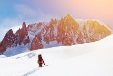 Extreme Sport. Lone Hikers in Winter Mountains-Vixit-Photographic Print