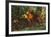 Vizsla by Yellow Autumn Leaves, Andover, Connecticut, USA-Lynn M^ Stone-Framed Photographic Print