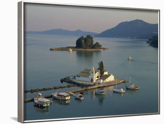 Vlachema Monastery and Pontikonissi, Corfu, Ionian Islands, Greek Islands, Greece, Europe-Hans Peter Merten-Framed Photographic Print