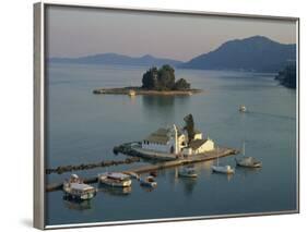 Vlachema Monastery and Pontikonissi, Corfu, Ionian Islands, Greek Islands, Greece, Europe-Hans Peter Merten-Framed Photographic Print