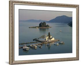 Vlachema Monastery and Pontikonissi, Corfu, Ionian Islands, Greek Islands, Greece, Europe-Hans Peter Merten-Framed Photographic Print