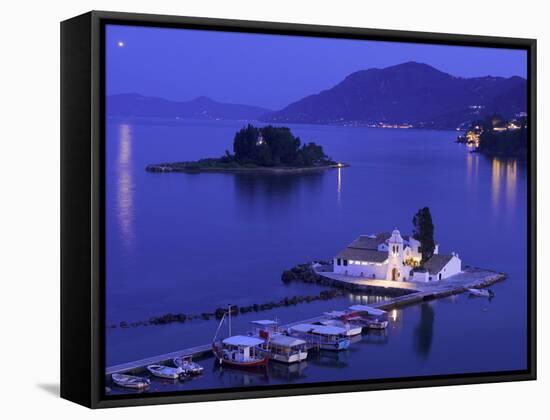 Vlacherna Monastery, Corfu, Ionian Islands, Greece-Katja Kreder-Framed Stretched Canvas