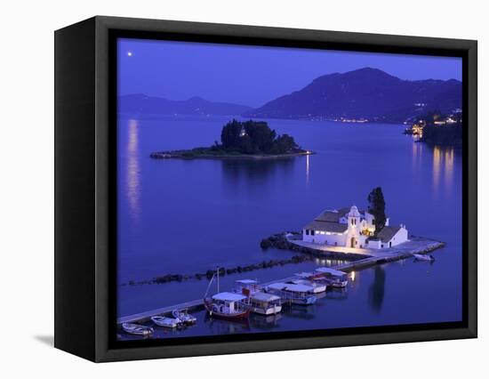 Vlacherna Monastery, Corfu, Ionian Islands, Greece-Katja Kreder-Framed Stretched Canvas