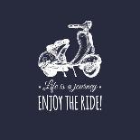 Life is a Journey, Enjoy the Ride Vector Typographic Poster. Hand Sketched Scooter Banner. Vector R-Vlada Young-Framed Art Print