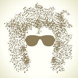 Human Face is Made up of Musical Notes. Concept of Music. Vector Illustration-VLADGRIN-Art Print