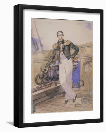 Vladimir Alexeyevich Kornilov Aboard the Brig Themistocles, 1835-Karl Pavlovich Briullov-Framed Giclee Print