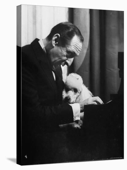 Vladimir Horowitz at the Piano with Poodle-Gjon Mili-Stretched Canvas