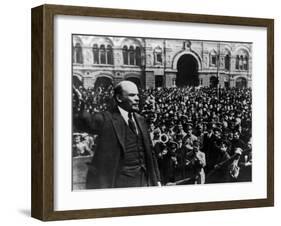 Vladimir Ilich Lenin Speaking to Troops in Red Square-null-Framed Photographic Print