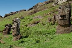 Horse near Statues on the Isla De Pascua. Rapa Nui. Easter Island-Vladimir Krupenkin-Photographic Print