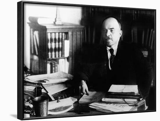 Vladimir Lenin, at His Desk Between 1920 to 1922-null-Framed Photo