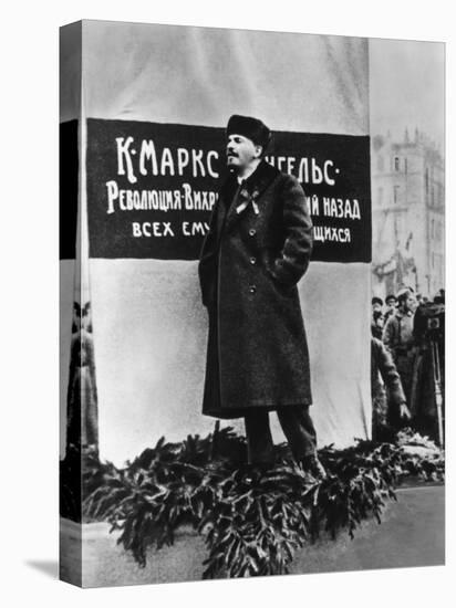 Vladimir Lenin He Speaks on the Occasion of the Inauguration of Monuments to Marx and Engels Moscow-null-Stretched Canvas