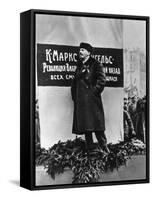 Vladimir Lenin He Speaks on the Occasion of the Inauguration of Monuments to Marx and Engels Moscow-null-Framed Stretched Canvas