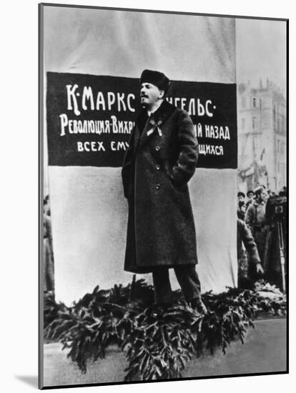 Vladimir Lenin He Speaks on the Occasion of the Inauguration of Monuments to Marx and Engels Moscow-null-Mounted Photographic Print