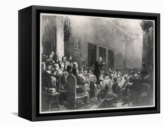 Vladimir Lenin Russian Statesman Stands up to Address a Large Meeting-null-Framed Stretched Canvas