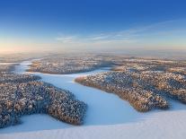 Aerial View of Forest River in Time of Winter Day.-Vladimir Melnikov-Stretched Canvas