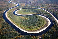 Aerial View of Forest River in Time of Winter Day.-Vladimir Melnikov-Photographic Print