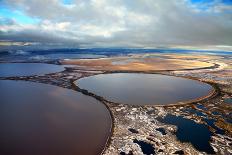 Aerial View of Forest River in Cold Autumn Day during a Flight. the Weather is Cloudy and Snowy.-Vladimir Melnikov-Photographic Print