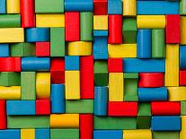 Toys Blocks, Multicolor Wooden Bricks, Group of Colorful Building Game Pieces-Vladimirs-Photographic Print